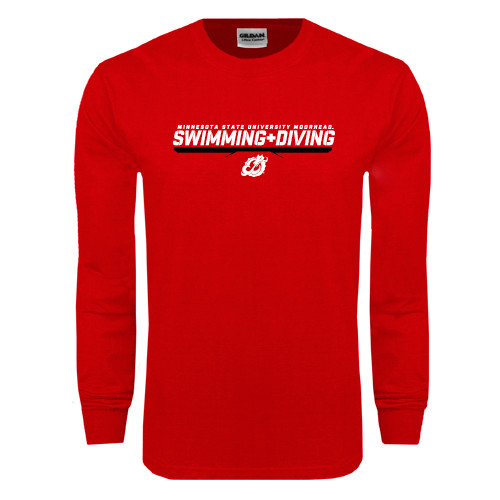  Red Long Sleeve T Shirt - Swimming & Diving Design