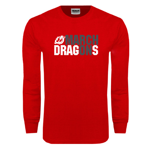  Red Long Sleeve T Shirt - March On Dragons