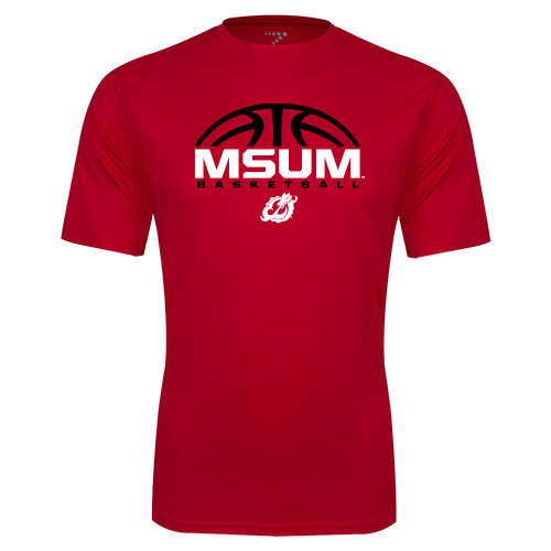  Red Performance Tee - Arched Basketball Design