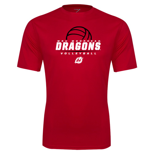 Red Performance Tee - Volleyball Design