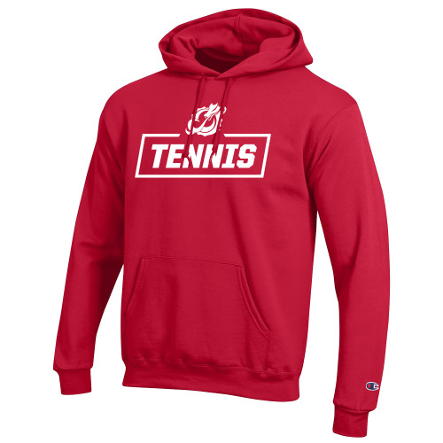 Champion Scarlet Red Fleece Hoodie - MSUM Tennis With Mascot