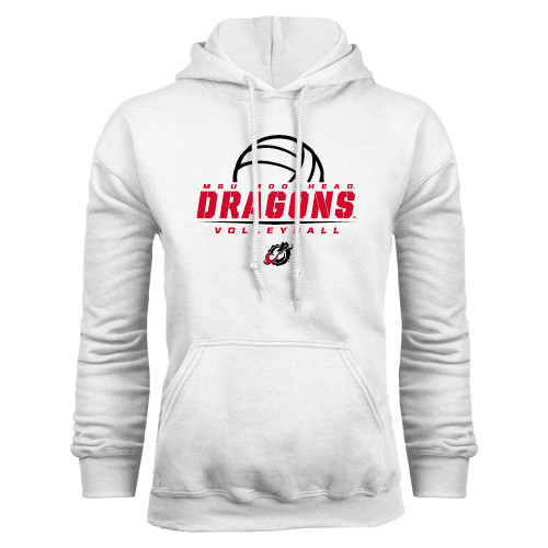  White Fleece Hoodie - Volleyball Design