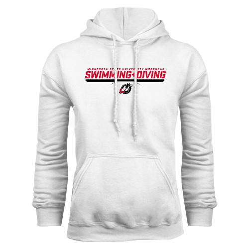  White Fleece Hoodie - Swimming & Diving Design