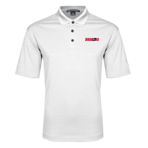  White Performance Fine Jacquard Polo - Dragons