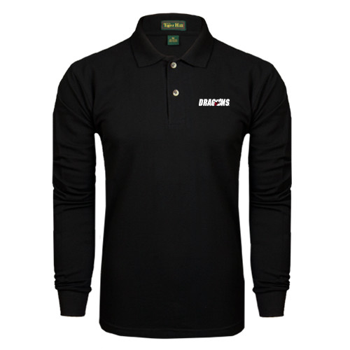  Black Long Sleeve Polo - Dragons