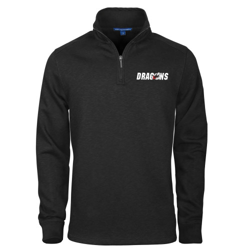  Black Slub Fleece 1/4 Zip Pullover - Dragons