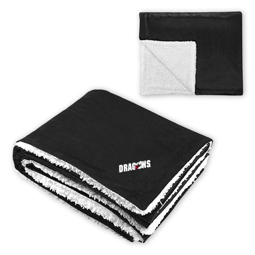 Super Soft Luxurious Black Sherpa Throw Blanket - Dragons