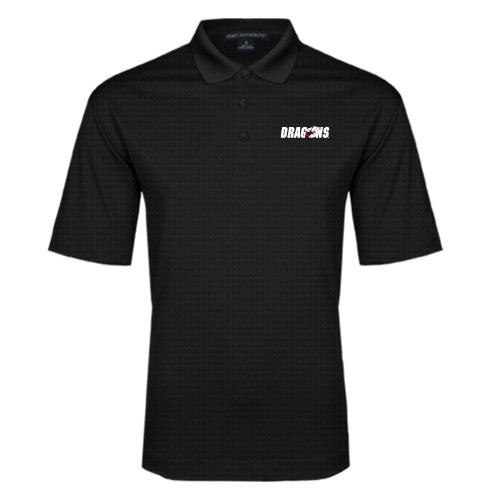  Black Performance Fine Jacquard Polo - Dragons