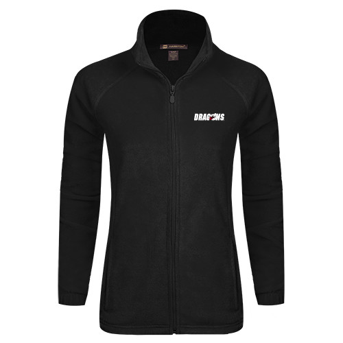  Womens Black Fleece Full Zip Jacket - Dragons