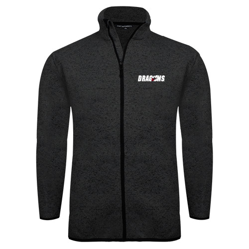  Black Heather  Sweater Fleece Jacket - Dragons