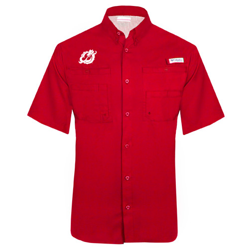  Columbia Red Tamiami Performance Short Sleeve Shirt - Dragon Mark