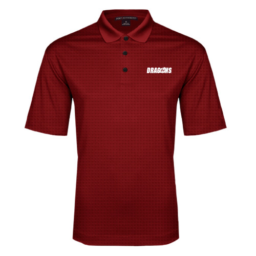  Red Performance Fine Jacquard Polo - Dragons