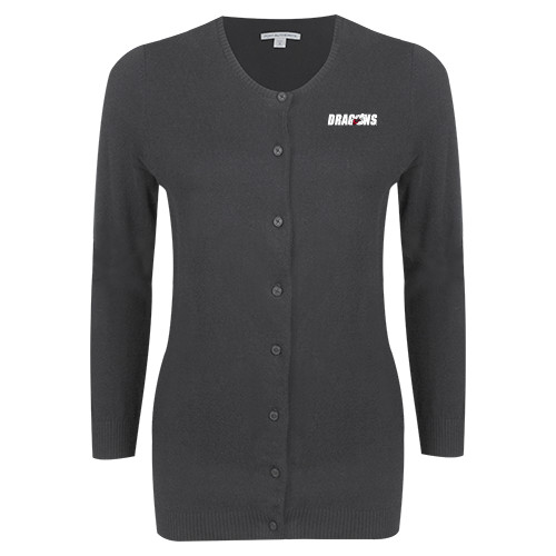  Womens Charcoal Cardigan Sweater - Dragons