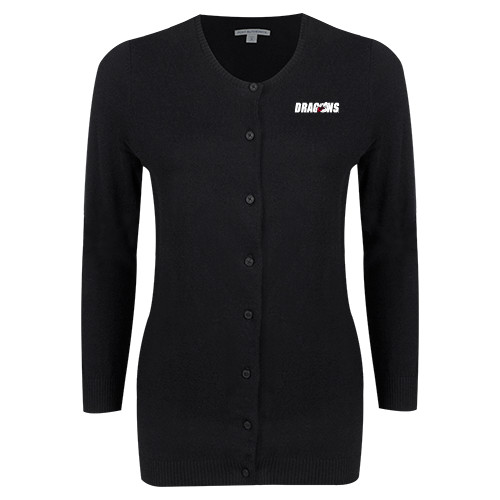  Womens Black Cardigan Sweater - Dragons