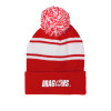 Thumbnail image for  Red/White Two Tone Knit Pom Beanie w/Cuff