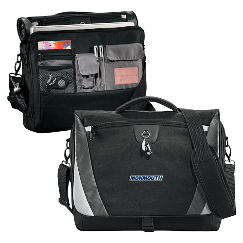 Black/Grey Slope Computer Messenger Bag - Monmouth Wordmark Framed