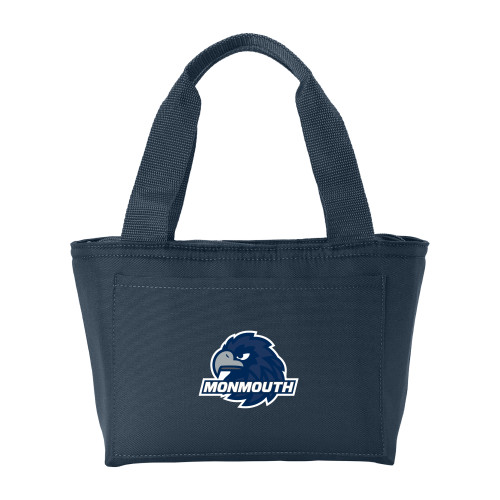  Insulated Navy Lunch Tote - Monmouth Wordmark with Hawk Head