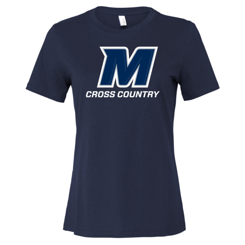  Bella + Canvas Womens Navy Relaxed Cotton T Shirt - Monmouth Cross Country