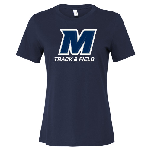  Bella + Canvas Womens Navy Relaxed Cotton T Shirt - Monmouth Track & Field