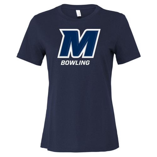  Bella + Canvas Womens Navy Relaxed Cotton T Shirt - Monmouth Bowling