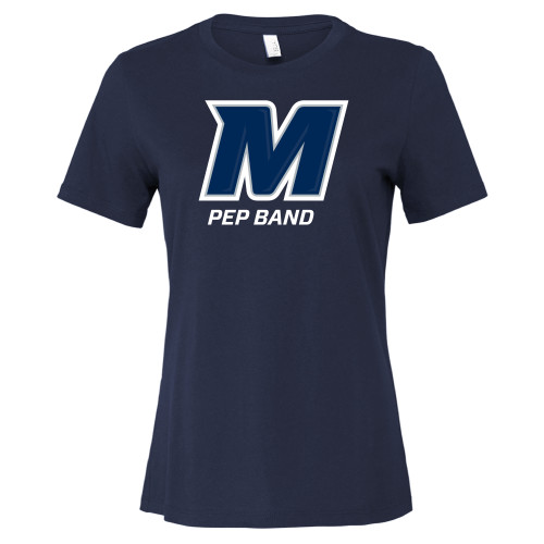  Bella + Canvas Womens Navy Relaxed Cotton T Shirt - Monmouth Pep Band