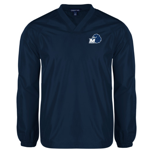  Navy V Neck Raglan Windshirt - Monmouth M with Hawk Head