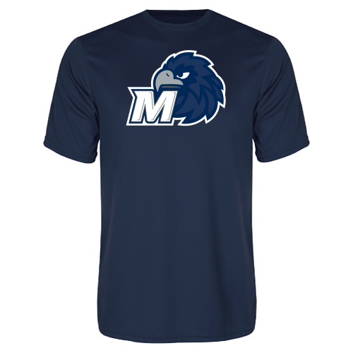  Navy Performance Tee - Monmouth M with Hawk Head