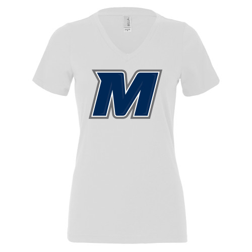  Bella + Canvas Womens White V Neck Cotton T Shirt - Monmouth M