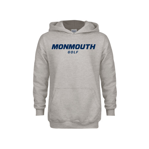  Youth Grey Fleece Hood - Monmouth Wordmark Golf