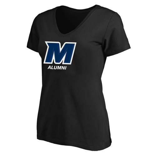  Womens Plus Black V Neck T Shirt - Monmouth Alumni
