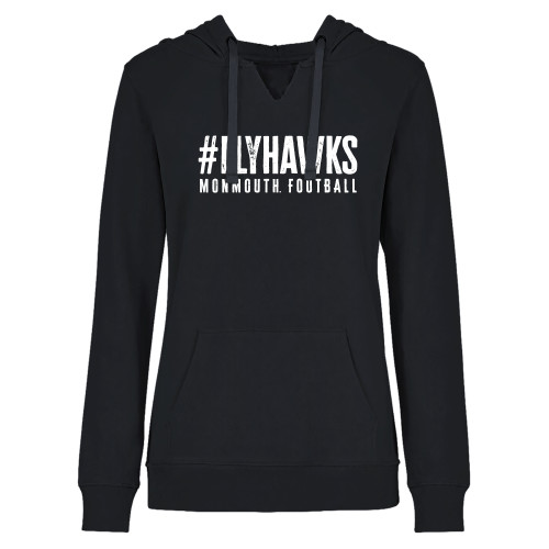  Womens Plus Black Hoodie - Monmouth Football Fly Hawks