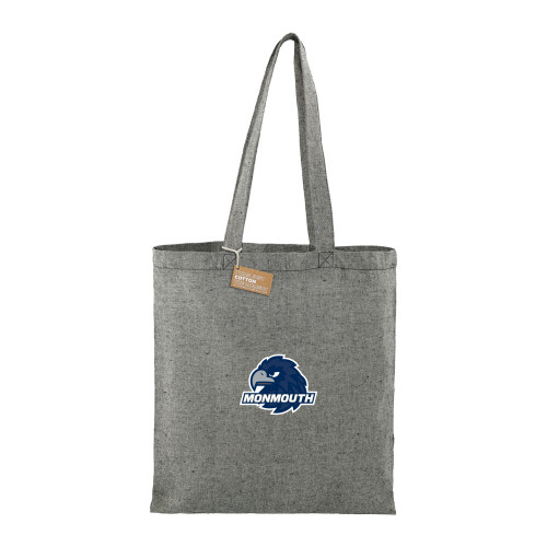  Recycled Cotton Twill Black Tote - Monmouth Wordmark with Hawk Head