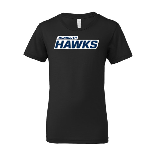  Bella + Canvas Youth Black Jersey T Shirt - Monmouth Hawks