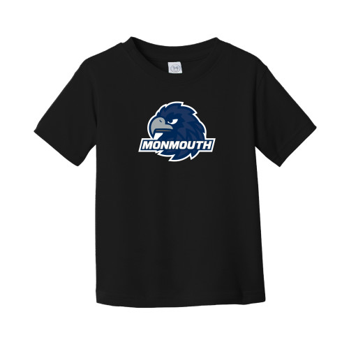  Toddler Black T Shirt - Monmouth Wordmark with Hawk Head