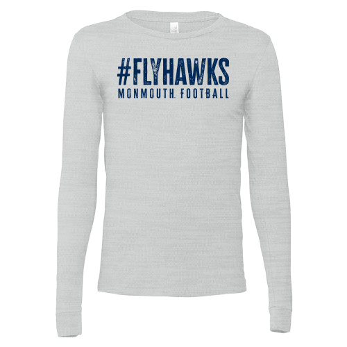  Bella + Canvas Ash Grey Jersey Cotton Long Sleeve T Shirt - Monmouth Football Fly Hawks