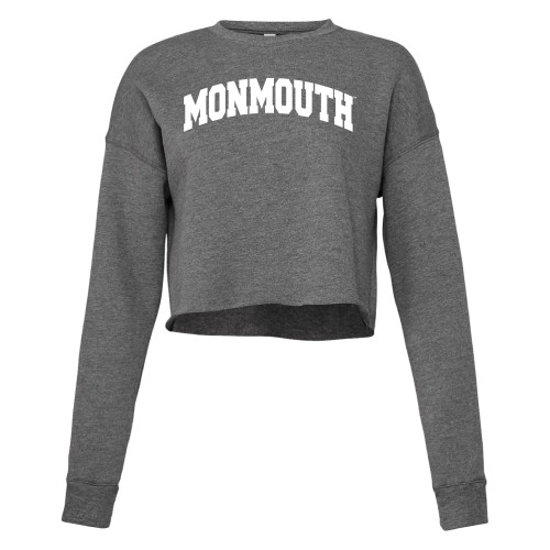  Bella + Canvas Womens Deep Heather Cropped Fleece Crew - Monmouth Collegiate Arch