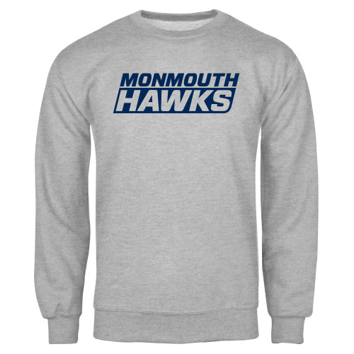  Grey Fleece Crew - Monmouth Hawks Stacked