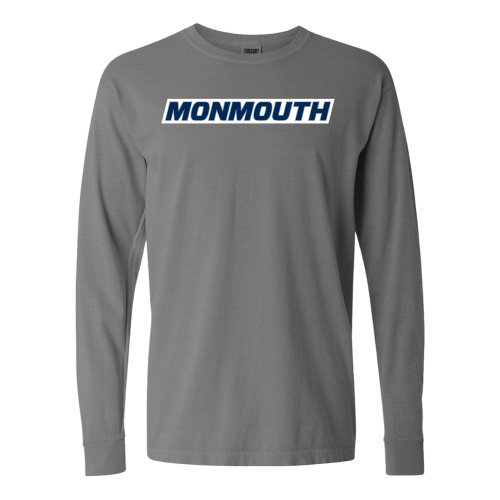  Comfort Colors Grey Long Sleeve T Shirt - Monmouth Wordmark Framed