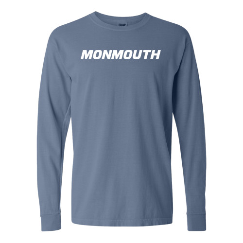  Comfort Colors Blue Jean Long Sleeve T Shirt - Monmouth Wordmark