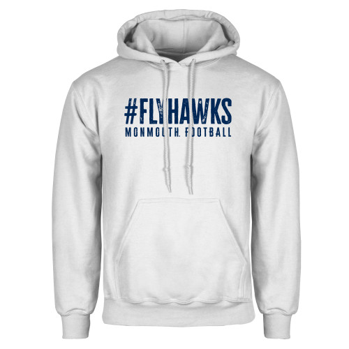  White Fleece Hoodie - Monmouth Football Fly Hawks