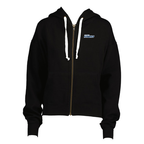  ENZA Womens Black Boxy Full Zip Hood - Monmouth Hawks