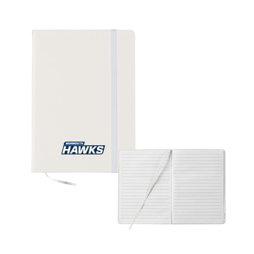  5x7 White Hard Cover Journal - Monmouth Hawks