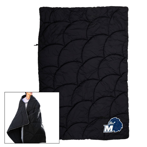  Black Wearable Camping Blanket - Monmouth M with Hawk Head