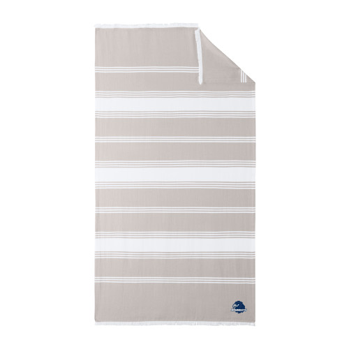  100% Cotton Sahara/White Beach Throw - Monmouth Wordmark with Hawk Head