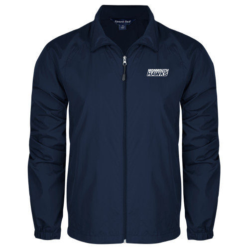  Navy Full Zip Wind Jacket - Monmouth Hawks Stacked