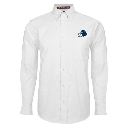  White Oxford Long Sleeve Shirt - Monmouth M with Hawk Head