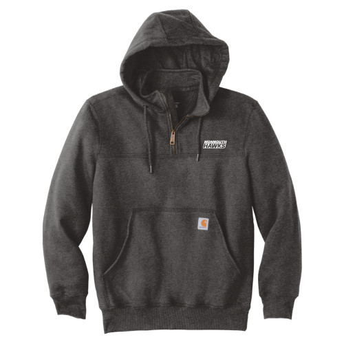  Carhartt Charcoal Rain Defender Paxton Hooded Zip Sweatshirt - Monmouth Hawks Stacked