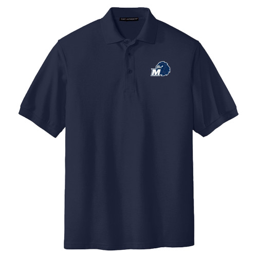  Extended Navy Silk Touch Polo - Monmouth M with Hawk Head