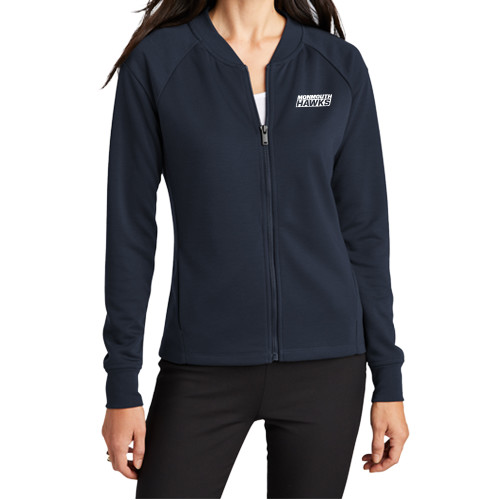  Mercer+Mettle Womens Night Navy Full Zip Jacket - Monmouth Hawks Stacked