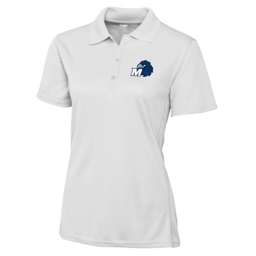  C&B Womens White Clique Ice Pique Polo - Monmouth M with Hawk Head